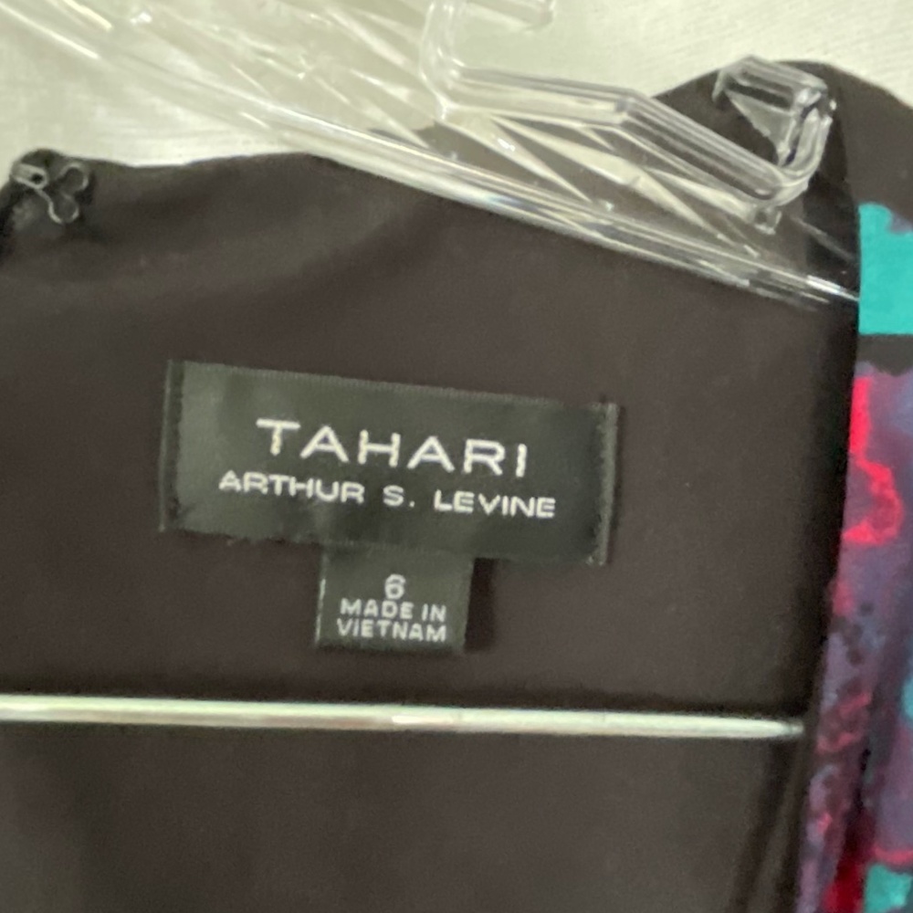 Tahari Ruffle Black Floral Dress - Picture 2 of 3